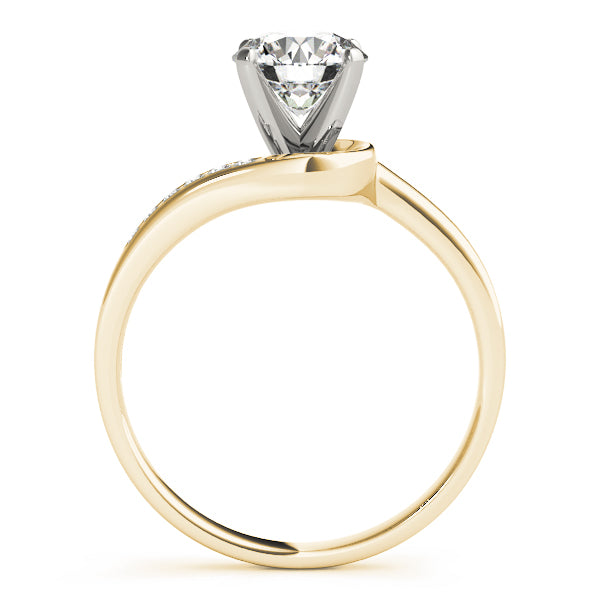 Side profile view of the 14K yellow gold round diamond ring