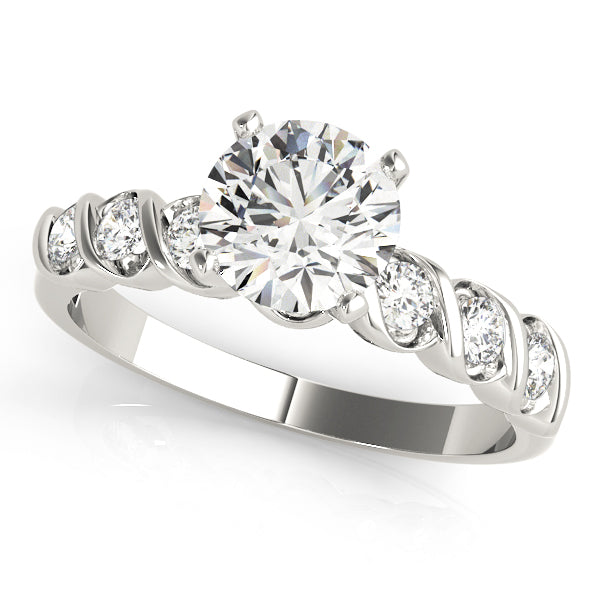 White gold round lab diamond rope style ring.