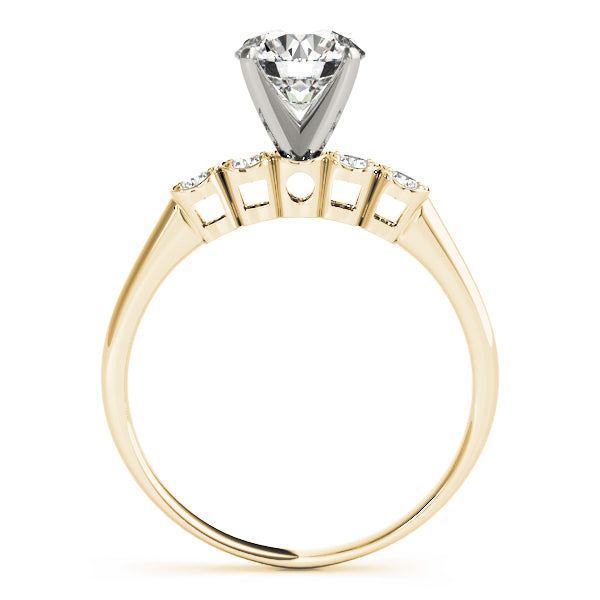 Side profile of yellow gold 14K lab diamond ring.