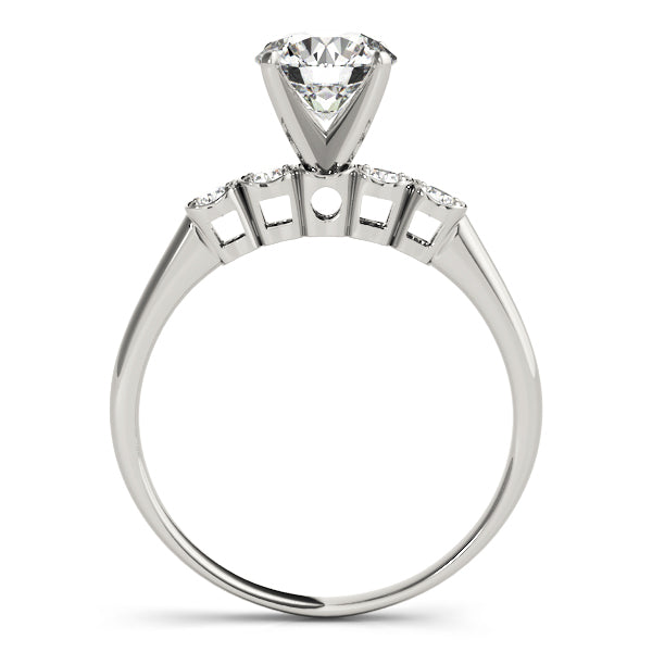 Side view of white gold 14K lab diamond engagement ring.