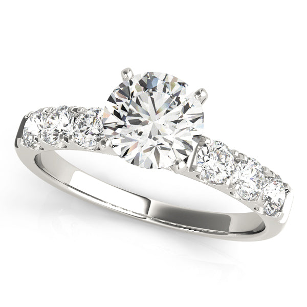 White gold round lab grown diamond classic engagement ring.