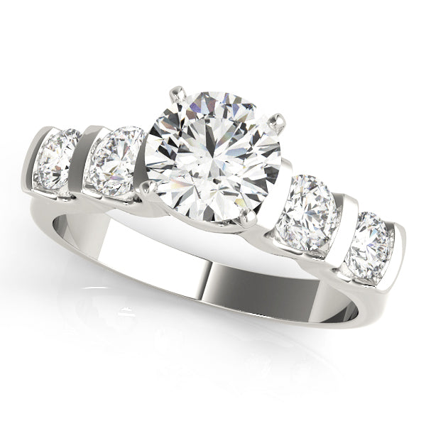 White gold round lab grown diamond modern ring.