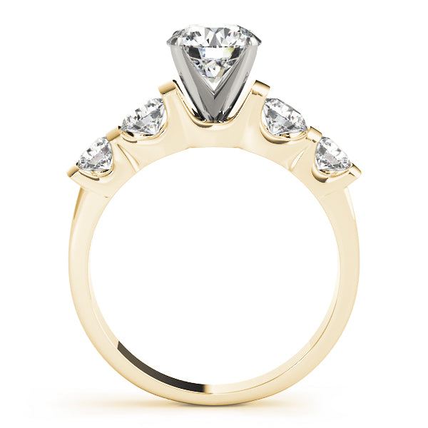 Side profile of yellow gold 14K bar-setting diamond ring.