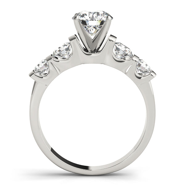 Side view of white gold 14K lab diamond engagement ring.