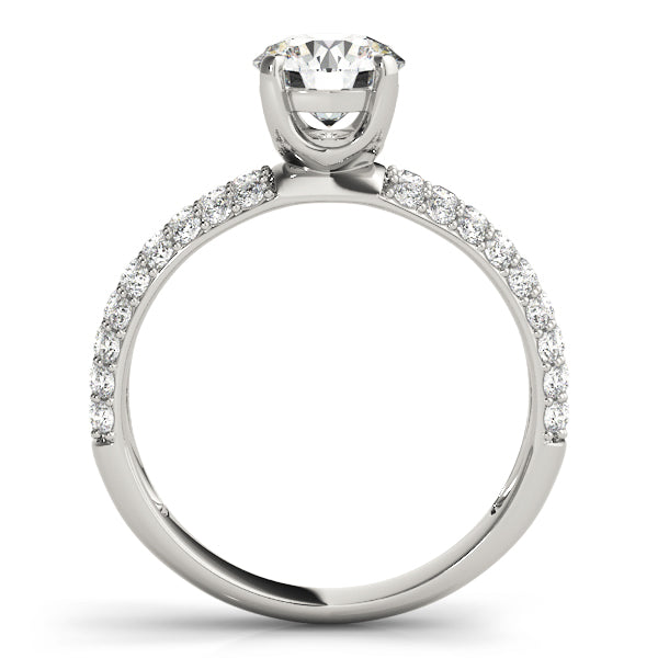 Side view of white gold 14K lab diamond engagement ring.