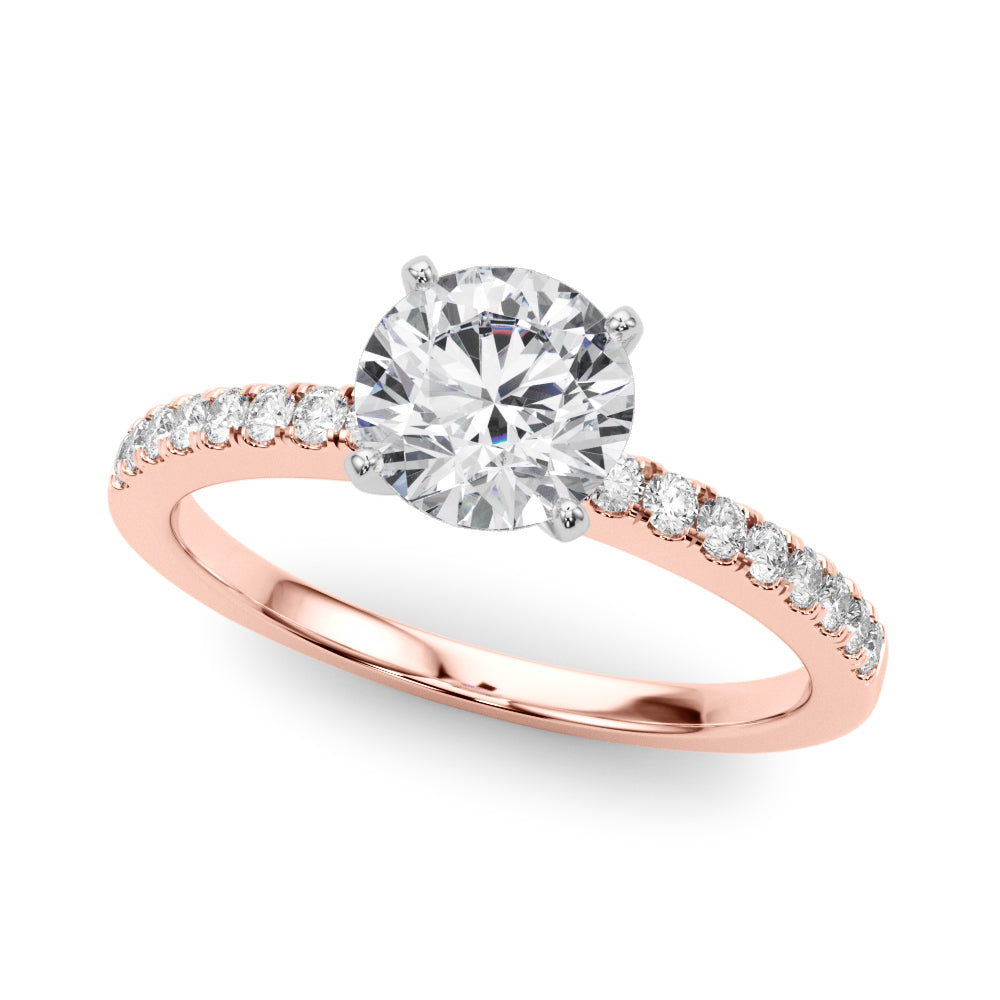 top view of a brilliant round diamond engagement ring crafted in rose gold