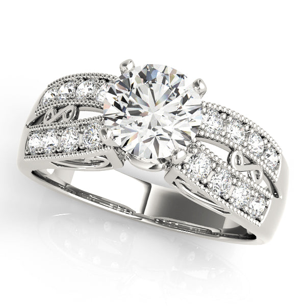 Timeless Round Lab Grown Diamond Vintage Style Solitaire Accent Ring in 14k White Gold
