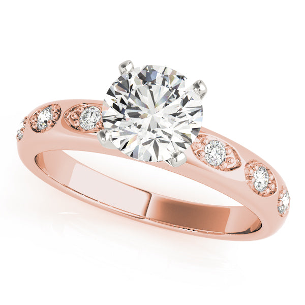 14k rose gold, featuring vintage-style side diamond accents.
