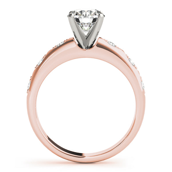 round lab grown diamond center stone and prong details.