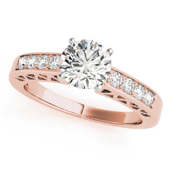 14K Rose Gold Round Lab Grown Diamond Ring Top Perspective