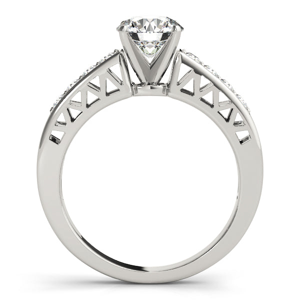 14K White Gold Round Diamond Ring Straight Side Architecture