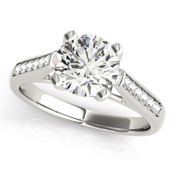 High-polished 14k white gold classic engagement ring