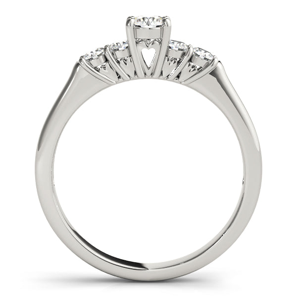 Clean profile view of a 14k white gold multi-diamond ring