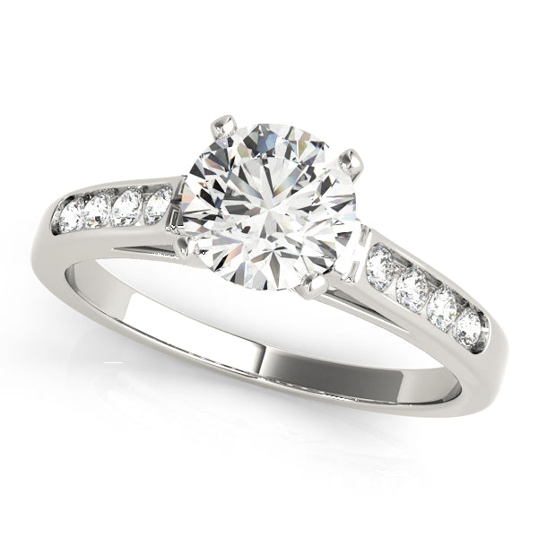 High-polished 14k white gold diamond solitaire ring