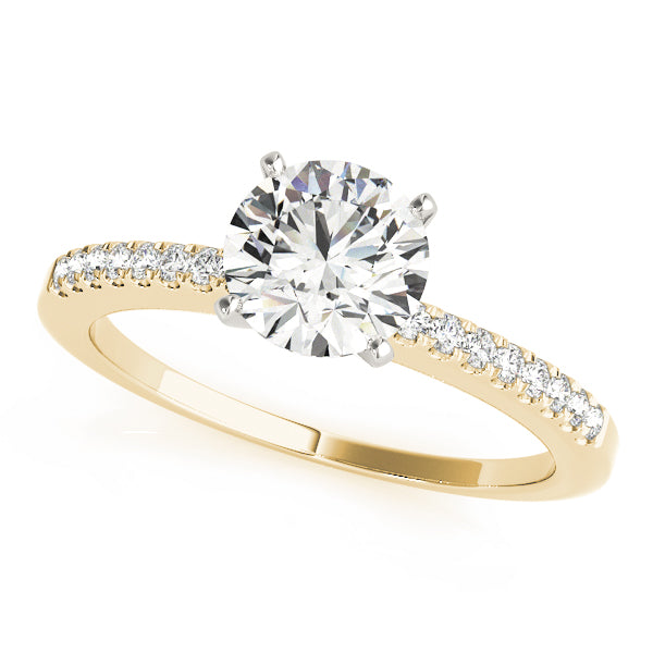 round cut center gem in a traditional four-prong head setting