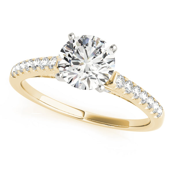 Yellow gold round lab grown diamond ring top view