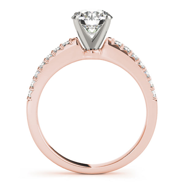 Side profile view showing the architectural beauty and structural elegance of the 14K rose gold