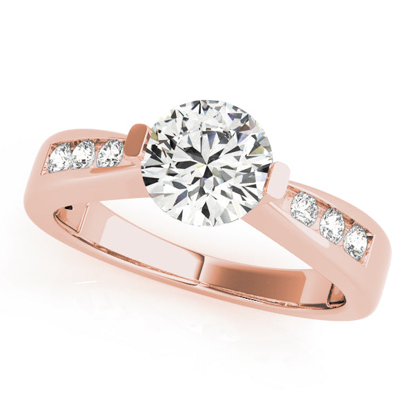 Front perspective of round diamond engagement ring