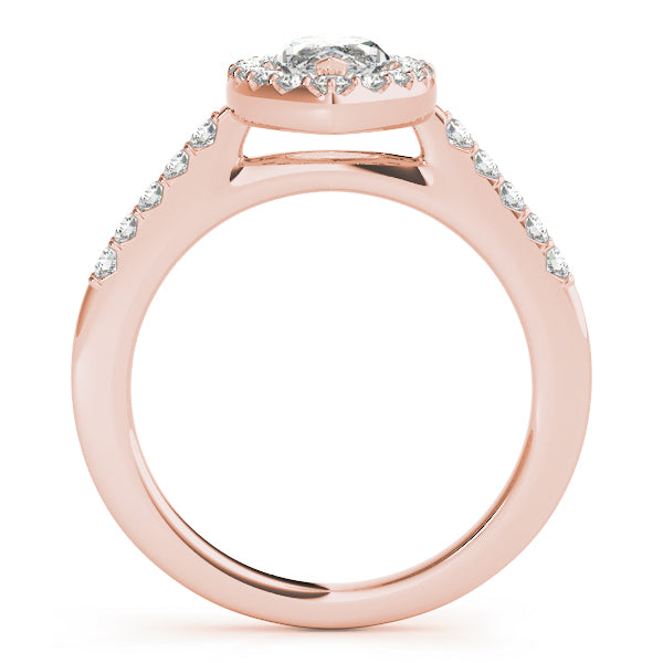 Side view of rose gold marquise diamond ring