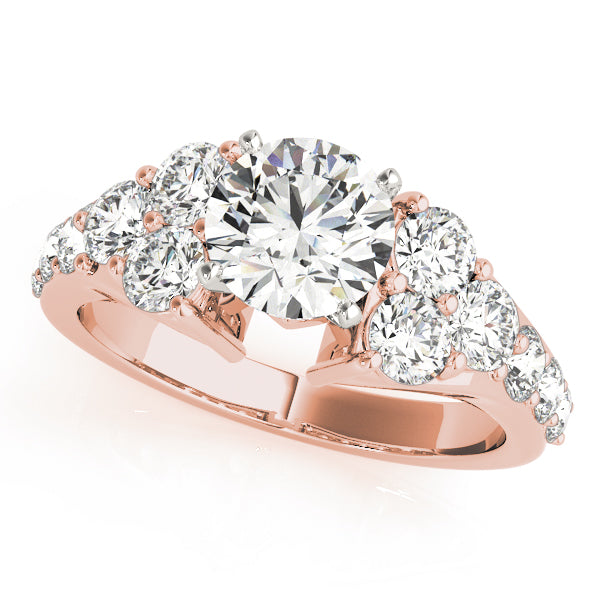 Rose gold round lab diamond ring front view.