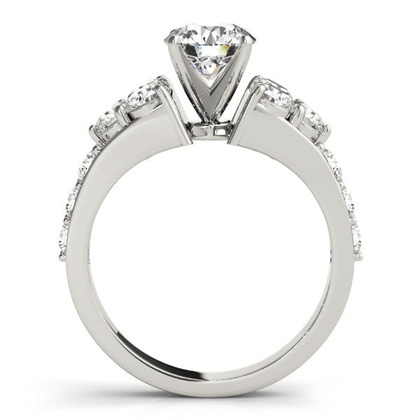 White gold wedding ring shank and prong profile.
