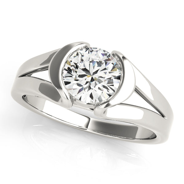 Elegant 14K white gold split shank solitaire engagement ring