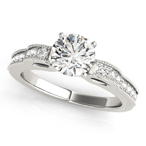 Front angle of brilliant round cut lab diamond pave ring