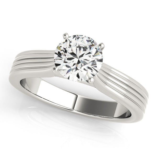 Fluted-Texture-Round-Diamond-Solitaire-Ring-White-Gold-Front-View