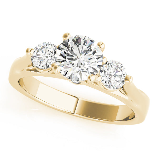 14k Yellow Gold 3 Stone Wedding Ring 