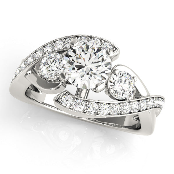 Prong Setting Round Diamond 3 Stone Ring 