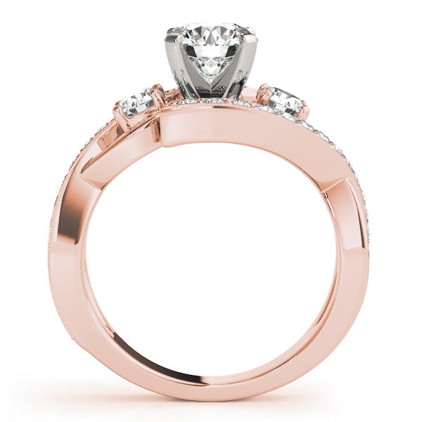14k Rose Gold Three Stone Ring Prong Set