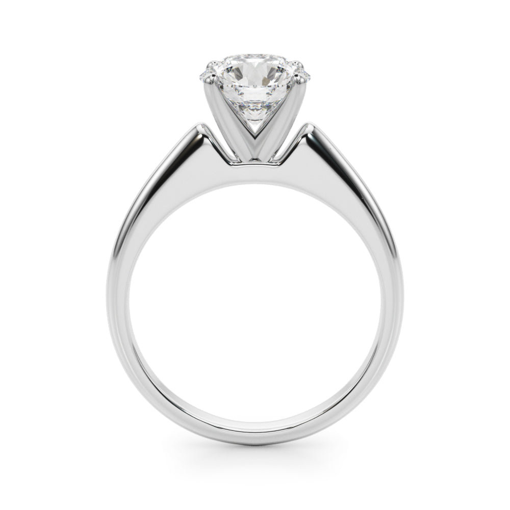 Elegant round shape lab grown diamond solitaire engagement ring in white gold.