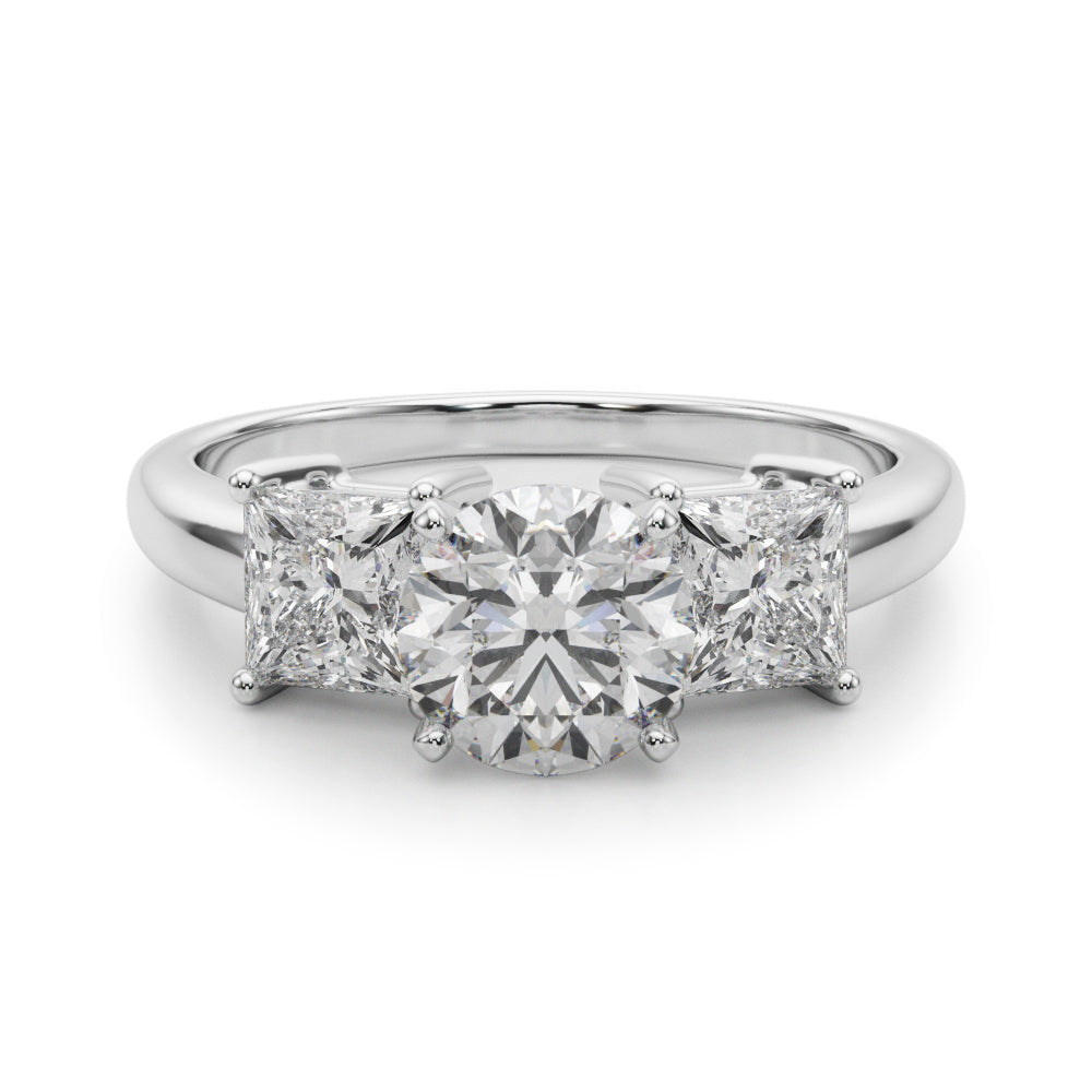 14k White Gold 3 Stone Wedding Ring 