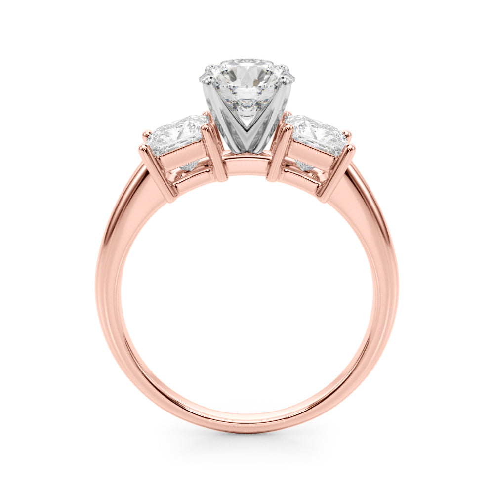 14k Rose Gold Prong Set Engagement 3 Stone Ring