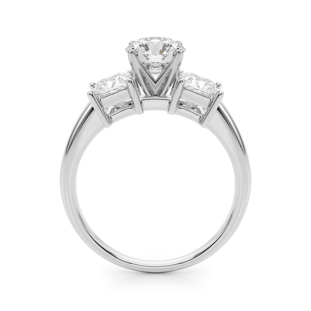 Square Princess Round Diamond 3 Stone Ring Band