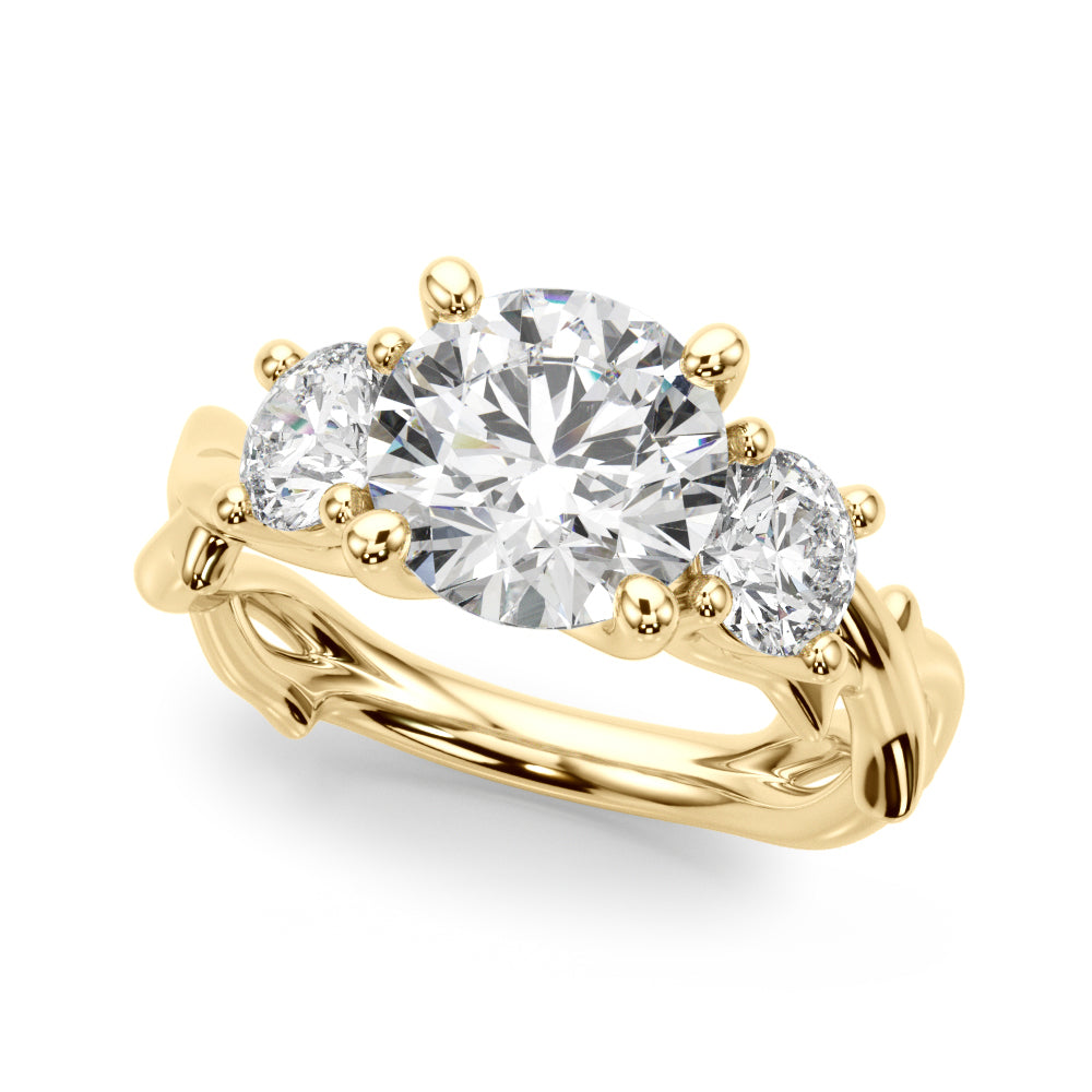 Round Cut Diamond Three Stone Wedding Band Ring