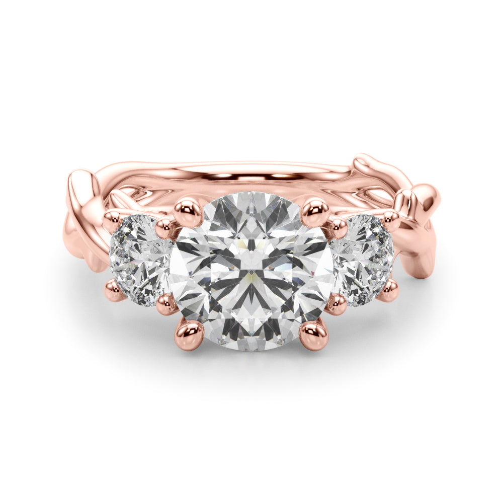 Genuine Diamond Three Stone Wedding Ring Band