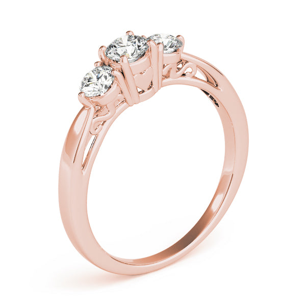 Round Cut 3-Stone Lab-Grown Diamond Ring in 14k Rose Gold 