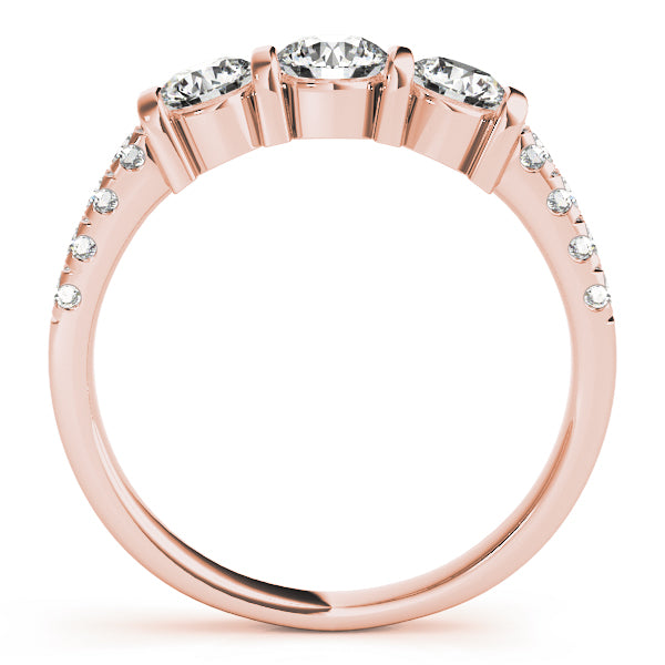 0.95Ct Round Cut Lab-Grown Diamond Three-Stone Ring in 14K Gold (F/VS)