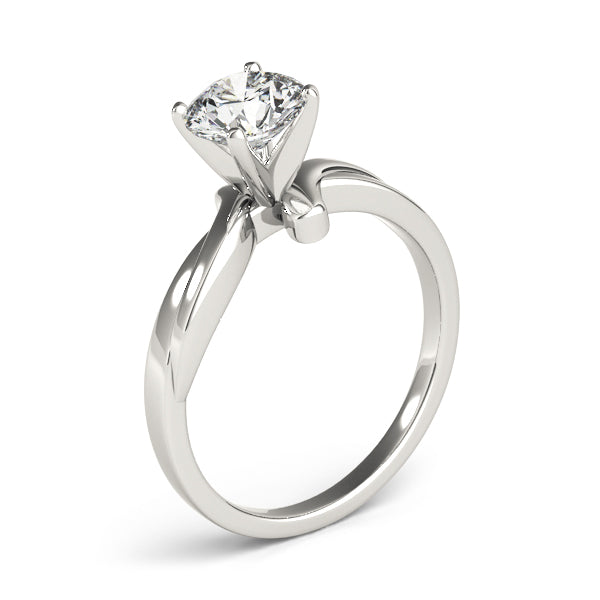 Elegant vertical view of a 14K white gold tension-style bypass solitaire ring showcasing center diamond sparkle.
