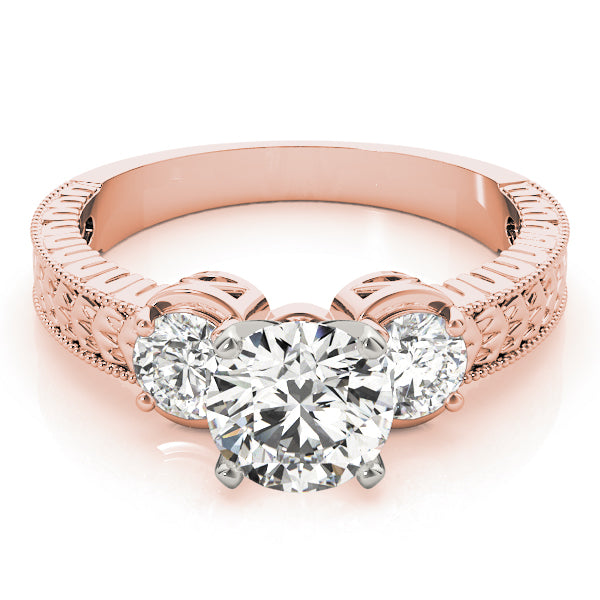 1.50Ct Round Cut Lab Diamond Three-Stone Anniversary Ring in 14k Rose Gold