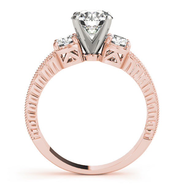 1.50Ct Total Weight Three-Stone Lab Diamond Engagement Ring in 14k rose gold