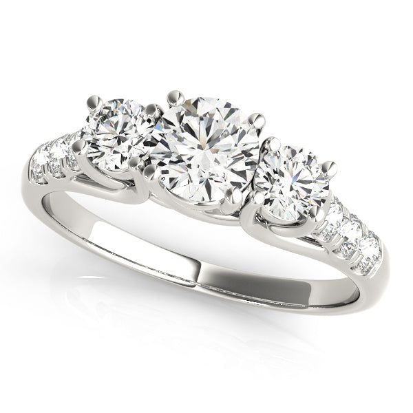 Stunning 3.20Ct Cushion Cut Lab-Grown Diamond Three-Stone Ring Handcrafted 14K white Gold Engagement Ring.