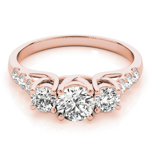 Exquisite 3.20Ct round Lab-Grown Diamond Three Stone Engagement Ring,  in Rose gold band