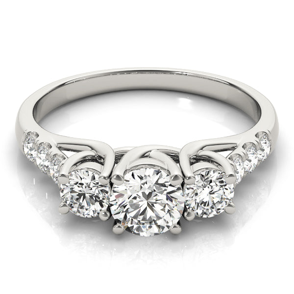 Exquisite 3.20Ct round Lab-Grown Diamond Three Stone Engagement Ring, Unique Side Stone Design, Luxury Jewelry for Women.