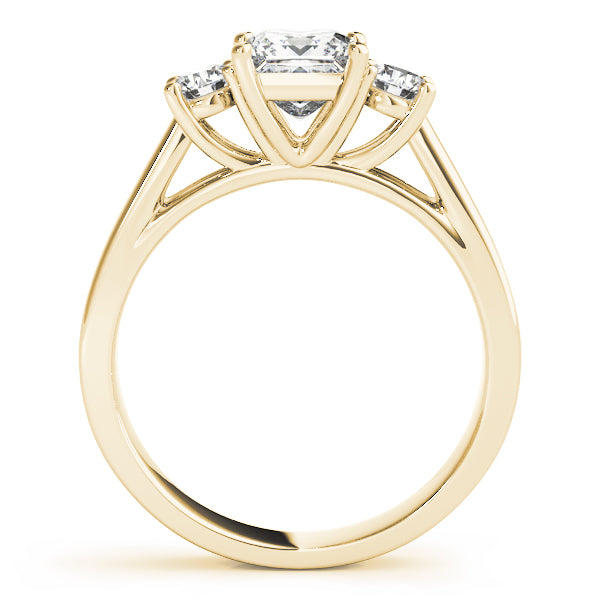 round brilliant cut lab-grown diamond solitaire ring with classic prong setting in yellow gold.