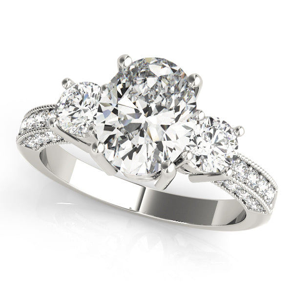2.75 CT Oval Round Diamond Solitaire Ring 