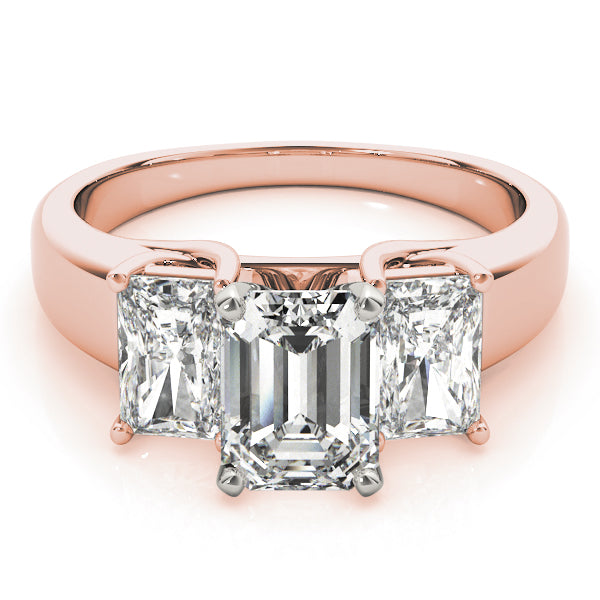 The Majestic Emerald 3-Stone Ring 14k Rose Gold