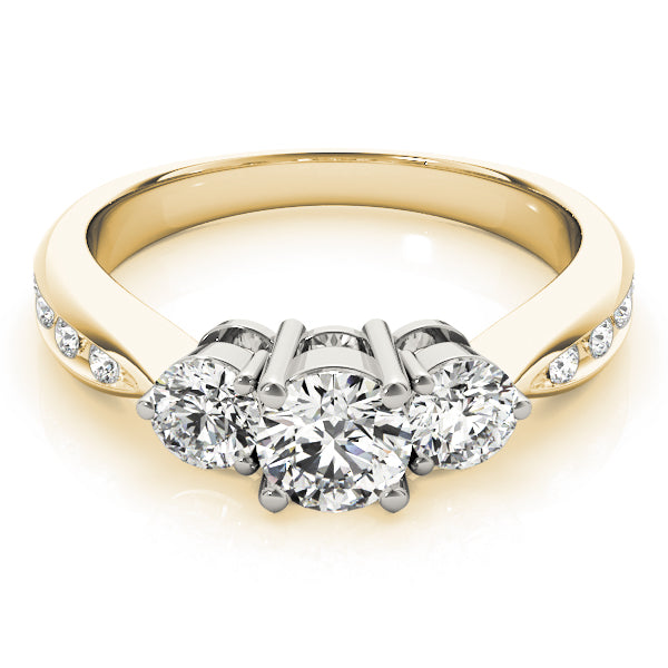 14k Yellow Gold Past Present Future: 3-Stone Lab Created Diamond Ring