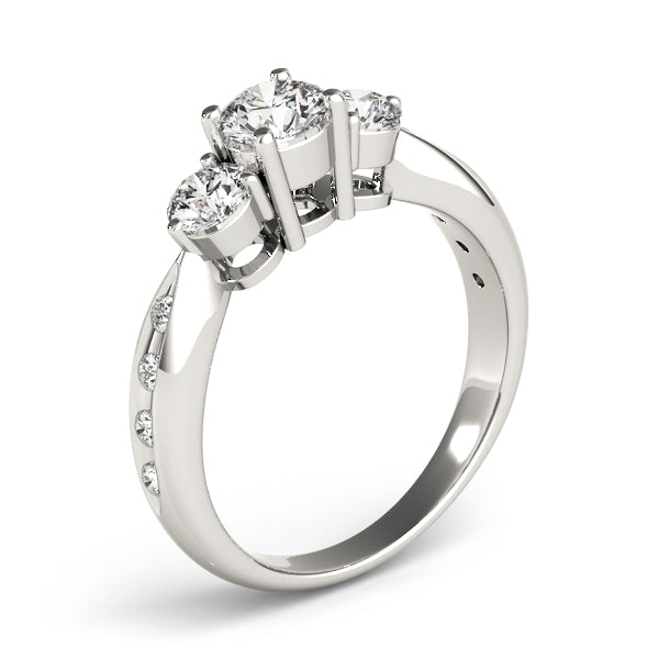 14k White Gold Past Present Future: 3-Stone Lab Created Diamond Ring